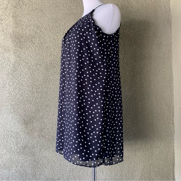 🔥5/$20🔥 “Fortune + Ivy” Navy Polka Dot Mini-Dress size M - Picture 3 of 12